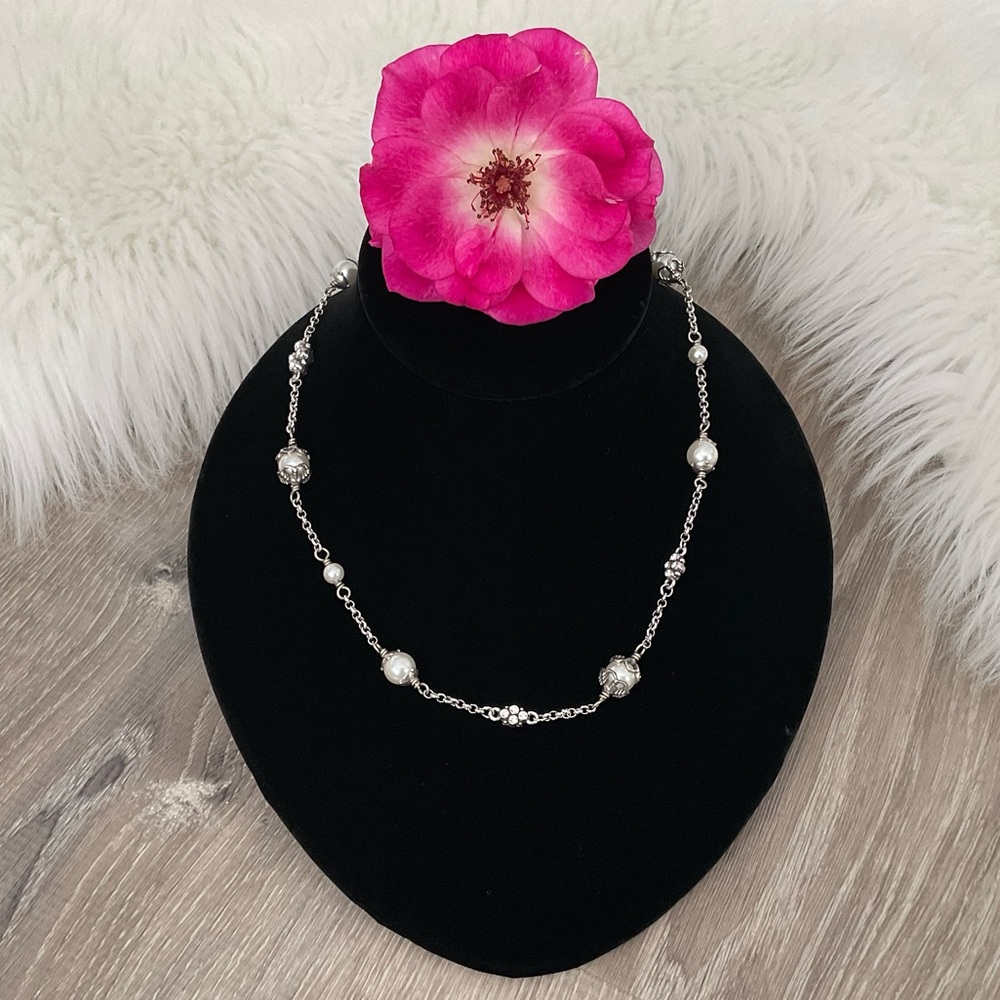 💓BRIGHTON Retired Atma Faux Pearl Beaded Necklace Long
